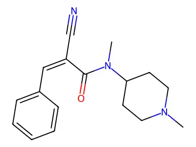 2-cyano-N-methyl-N-(1-methylpiperidin-4-yl)-3-phenylprop-2-enamide structure