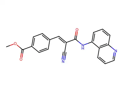 Methyl 4-{2-cyano-2-[(quinolin-5-yl)carbamoyl]eth-1-en-1-yl}benzoate structure