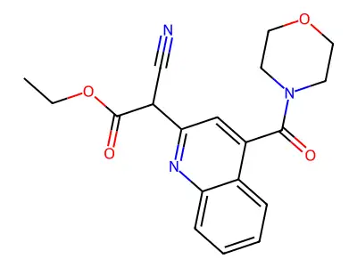 2-Quinolineacetic acid, alpha-cyano-4-(4-morpholinylcarbonyl)-, ethyl ester structure