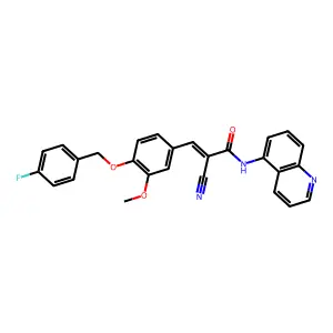 (E)-2-cyano-3-[4-[(4-fluorophenyl)methoxy]-3-methoxyphenyl]-N-quinolin-5-ylprop-2-enamide structure