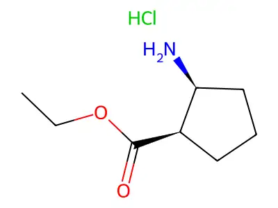 rac-ethyl (1R,2S)-2-aminocyclopentane-1-carboxylate hydrochloride structure