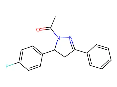 1-Acetyl-5-(4-fluorophenyl)-3-phenyl-2-pyrazoline structure