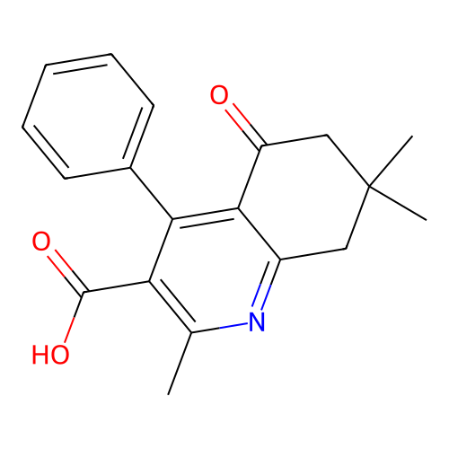 2,7,7-Trimethyl-5-oxo-4-phenyl-5,6,7,8-tetrahydroquinoline-3-carboxylic acid structure