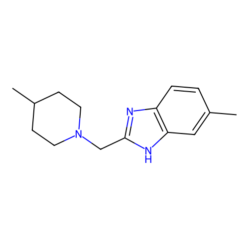 5-methyl-2-[(4-methyl-1-piperidinyl)methyl]-1H-benzimidazole structure