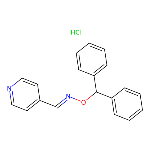 4-Pyridinecarboxaldehyde, O-(diphenylmethyl)oxime, monohydrochloride structure