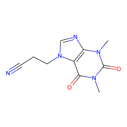 3-(1,3-Dimethyl-2,6-dioxo-1,2,3,6-tetrahydro-7H-purin-7-yl)propanenitrile structure