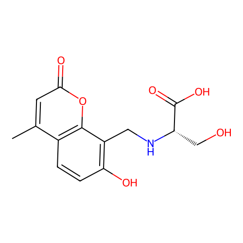 (2S)-3-hydroxy-2-[(7-hydroxy-4-methyl-2-oxochromen-8-yl)methylamino]propanoic acid structure