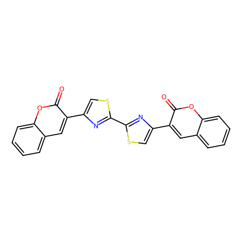 3,3'-([2,2'-bithiazole]-4,4'-diyl)bis(2H-chromen-2-one) structure