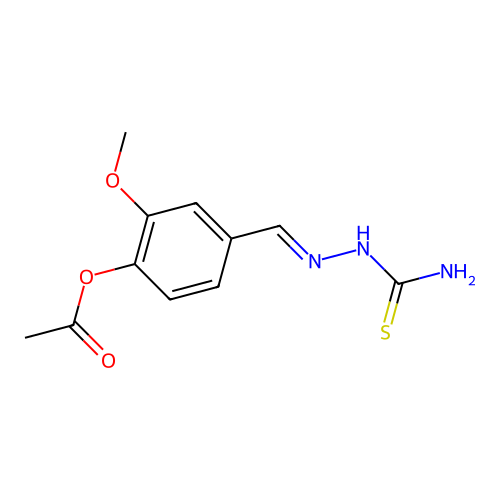 [4-[(E)-(carbamothioylhydrazinylidene)methyl]-2-methoxyphenyl] acetate structure