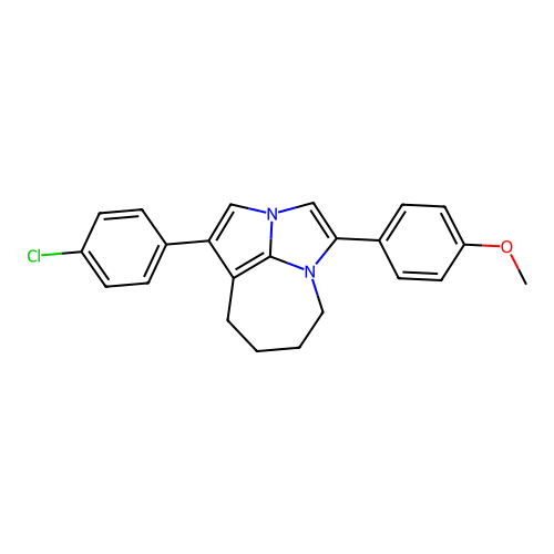 1-(4-chlorophenyl)-4-(4-methoxyphenyl)-5,6,7,8-tetrahydro-2a,4a-diazacyclopenta[cd]azulene structure