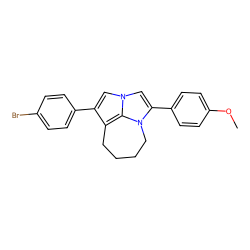 1-(4-bromophenyl)-4-(4-methoxyphenyl)-5,6,7,8-tetrahydro-2a,4a-diazacyclopenta[cd]azulene structure