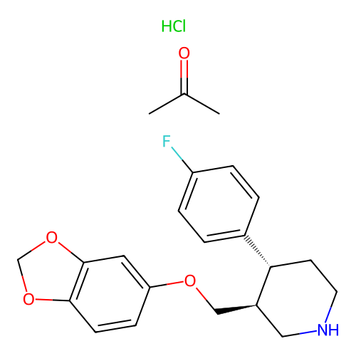 Paroxetine hydrochloride acetone solvate structure