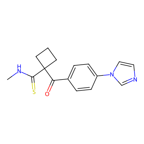 1-(4-imidazol-1-ylbenzoyl)-N-methylcyclobutane-1-carbothioamide structure