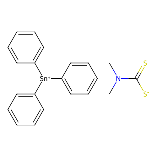 Carbamodithioic acid,N,N-dimethyl-, triphenylstannyl ester structure