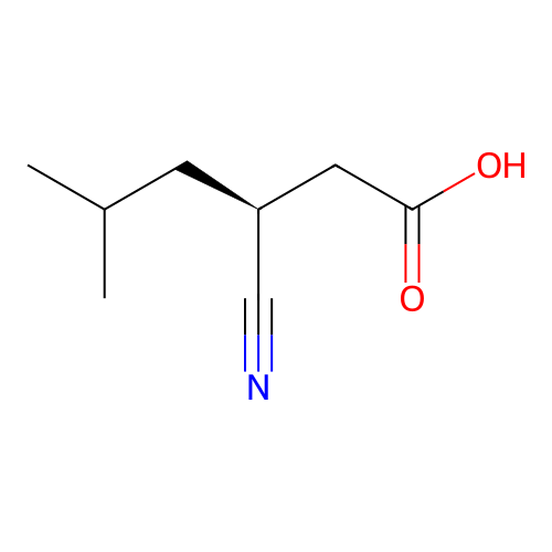 (S)-3-cyano-5-methylhexanoic acid structure