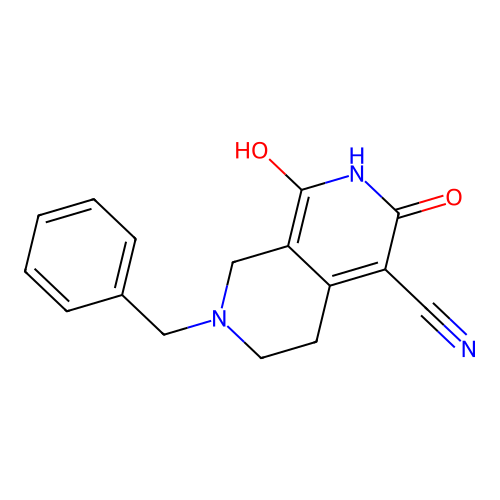 7-Benzyl-1,3-dihydroxy-5,6,7,8-tetrahydro-2,7-naphthyridine-4-carbonitrile structure