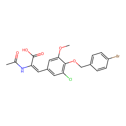 (E)-2-acetamido-3-[4-[(4-bromophenyl)methoxy]-3-chloro-5-methoxyphenyl]prop-2-enoic acid structure