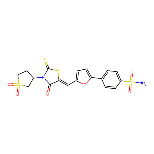 (Z)-4-(5-((3-(1,1-dioxidotetrahydrothiophen-3-yl)-4-oxo-2-thioxothiazolidin-5-ylidene)methyl)furan-2-yl)benzenesulfonamide structure