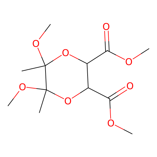 Dimethyl 5,6-dimethoxy-5,6-dimethyl-1,4-dioxane-2,3-dicarboxylate structure