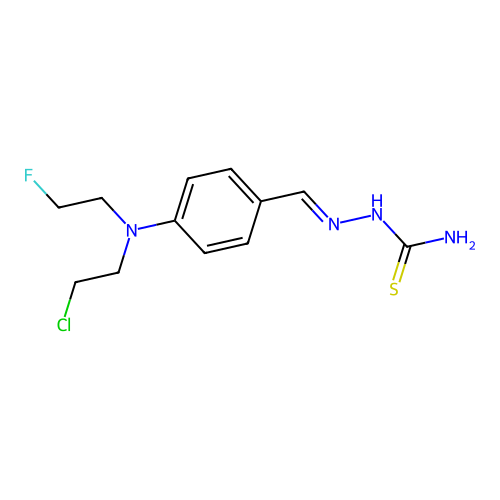 [(E)-[4-[2-chloroethyl(2-fluoroethyl)amino]phenyl]methylideneamino]thiourea structure