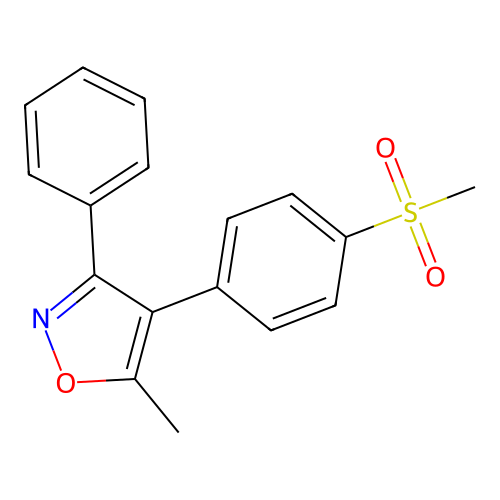 Isoxazole, 5-methyl-4-[4-(methylsulfonyl)phenyl]-3-phenyl- structure