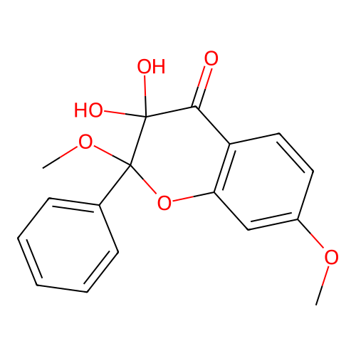 4H-1-Benzopyran-4-one,2,3-dihydro-3,3-dihydroxy-2,7-dimethoxy-2-phenyl- structure