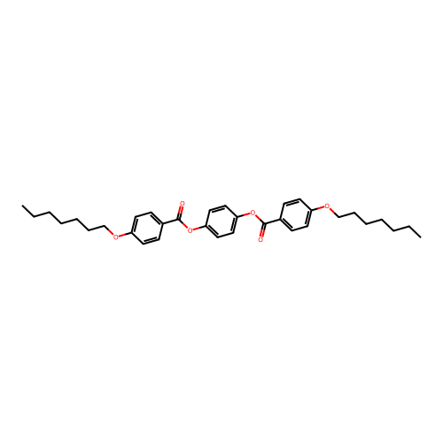 p-Phenylene bis(p-heptyloxybenzoate) structure