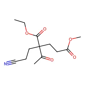 1-O-ethyl 5-O-methyl 2-acetyl-2-(2-cyanoethyl)pentanedioate structure