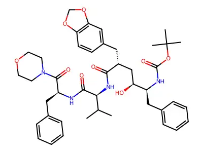 Carbamic acid, (4-(1,3-benzodioxol-5-ylmethyl)-2-hydroxy-5-((2-methyl-1-(((2-(4-morpholinyl)-2-oxo-1-(phenylmethyl)ethyl)amino)carbonyl)propyl)amino)-5-oxo-1-(phenylmethyl)pentyl)-, 1,1-dimethylethyl ester, (1S-(1R*,2R*,4S*,5(R*(R*))))- structure