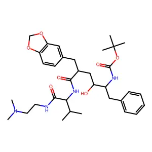 2,5,8,14-Tetraazapentadecan-15-oic acid, 10-(1,3-benzodioxol-5-ylmethyl)-12-hydroxy-2-methyl-7-(1-methylethyl)-6,9-dioxo-13-(phenylmethyl)-, 1,1-dimethylethyl ester, (7S-(7R*,10S*,12R*,13R*))- structure