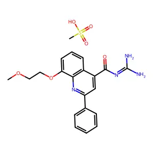 4-Quinolinecarboxamide, N-(aminoiminomethyl)-8-(2-methoxyethoxy)-2-phenyl-, monomethanesulfonate structure