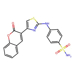4-[[4-(2-Oxochromen-3-yl)-1,3-thiazol-2-yl]amino]benzenesulfonamide structure