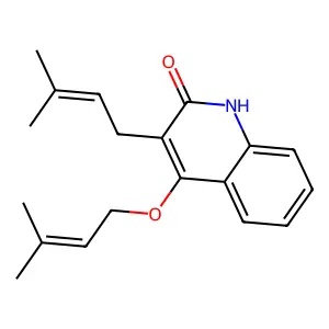 3-(3-甲基-2-丁烯基)-4-[(3-甲基-2-丁烯基)氧基]-2(1H)-喹啉酮 structure