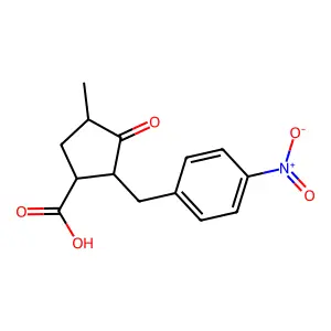4-Methyl-2-[(4-nitrophenyl)methyl]-3-oxocyclopentane-1-carboxylic acid structure