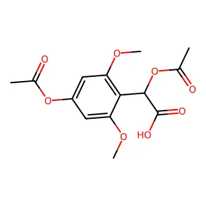 Mandelic acid, 4-hydroxy-2,6-dimethoxy-, diacetate structure