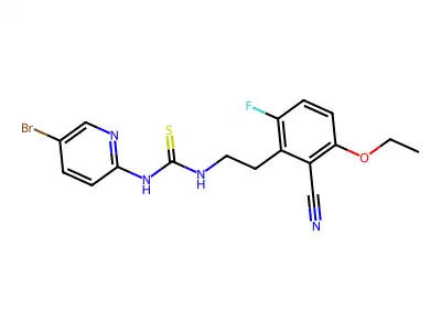 Thiourea, N-(5-bromo-2-pyridinyl)-N'-(2-(2-cyano-3-ethoxy-6-fluorophenyl)ethyl)- structure