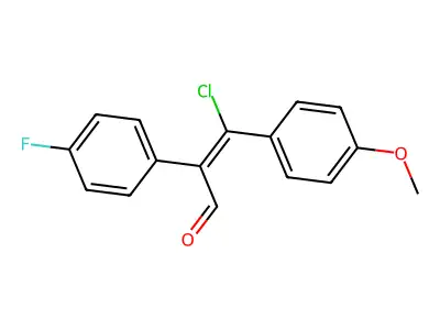 (I+/-E)-I+/--[Chloro(4-methoxyphenyl)methylene]-4-fluorobenzeneacetaldehyde structure