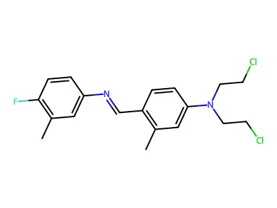 n,n-bis(2-chloroethyl)-4-{(e)-[(4-fluoro-3-methylphenyl)imino]methyl}-3-methylaniline structure