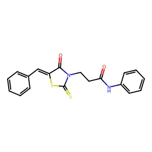 (Z)-3-(5-benzylidene-4-oxo-2-thioxothiazolidin-3-yl)-N-phenylpropanamide structure