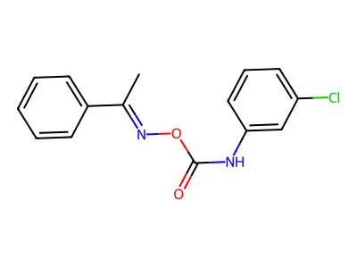 (1-phenylethylideneamino) N-(3-chlorophenyl)carbamate structure