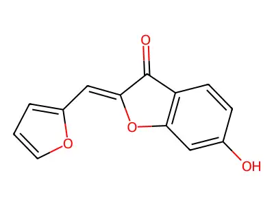 (2Z)-2-(2-furylmethylene)-6-hydroxy-1-benzofuran-3(2H)-one structure