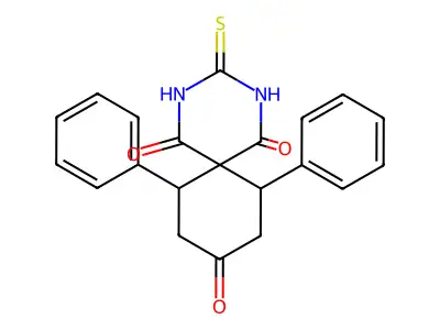 7,11-Diphenyl-3-thioxo-2,4-diazaspiro[5.5]undecane-1,5,9-trione structure