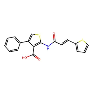 4-Phenyl-2-(3-thiophen-2-ylprop-2-enoylamino)thiophene-3-carboxylic acid structure