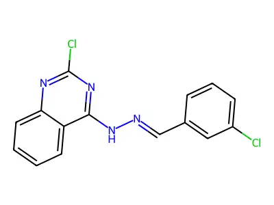 2-chloro-N-[(3-chlorophenyl)methylideneamino]quinazolin-4-amine structure
