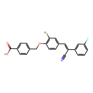 4-({2-Bromo-4-[2-cyano-2-(3-fluorophenyl)vinyl]phenoxy}methyl)benzoic acid structure