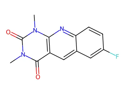 7-Fluoro-1,3-dimethylpyrimido[4,5-b]quinoline-2,4-dione structure