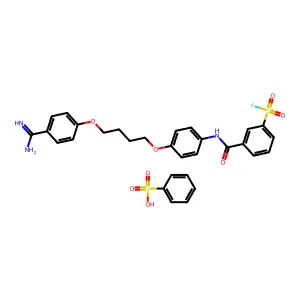 benzenesulfonic acid; 3-[[4-[4-(4-carbamimidoylphenoxy)butoxy]phenyl]carbamoyl]benzenesulfonyl fluoride structure
