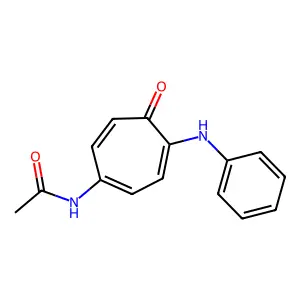 Acetamide, N-(4-anilino-5-oxo-1,3,6-cycloheptatrien-1-yl)- structure