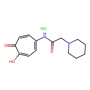 1-Piperidineacetamide, N-(4-hydroxy-5-oxo-1,3,6-cycloheptatrien-1-yl)-, monohydrochloride structure