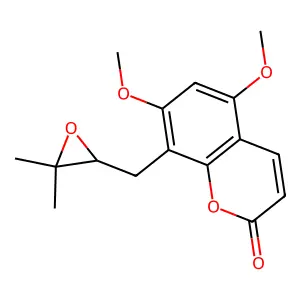 8-[[(2R)-3,3-dimethyloxiran-2-yl]methyl]-5,7-dimethoxychromen-2-one structure